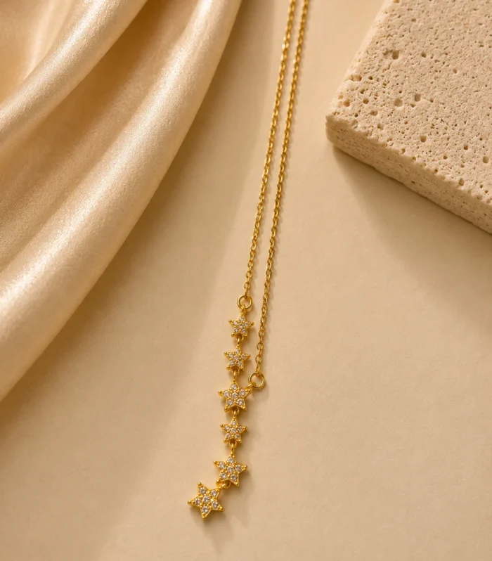 Nur Design Atelier Celestial Stars Altin Celik Kolye