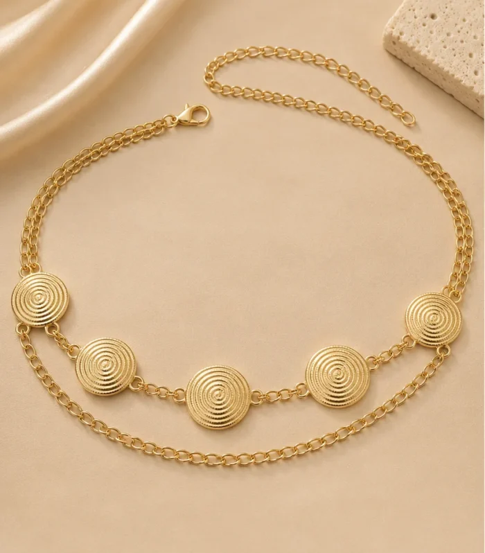 Nur Design Atelier Spiral Madalyonlu Gold Zincir Kemer