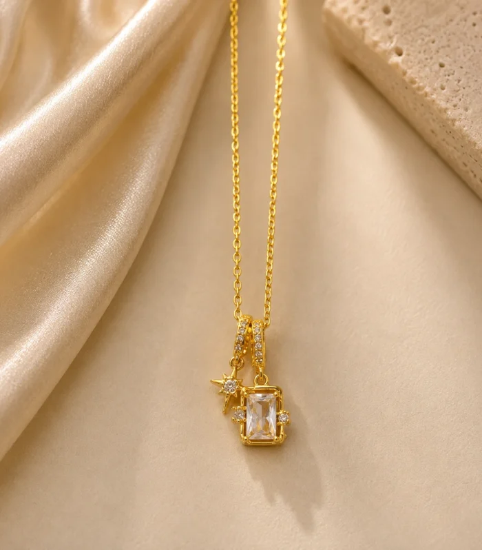 Nur Design Atelier Stella Prism Altin Celik Kolye