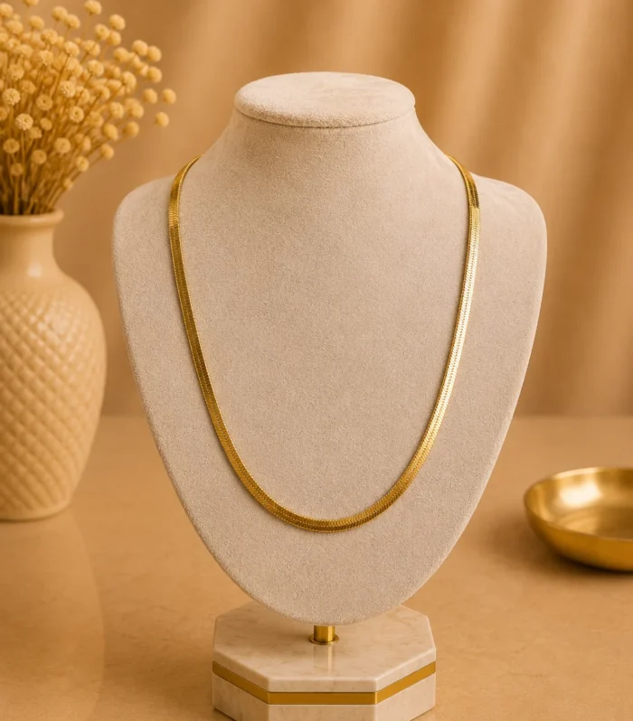 Nur Design Atelier Aura Herringbone Gold Celik Kolye