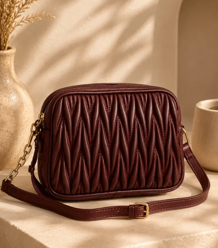 Nur Design Atelier Aurelia Bordo Kapitone Omuz Cantasi