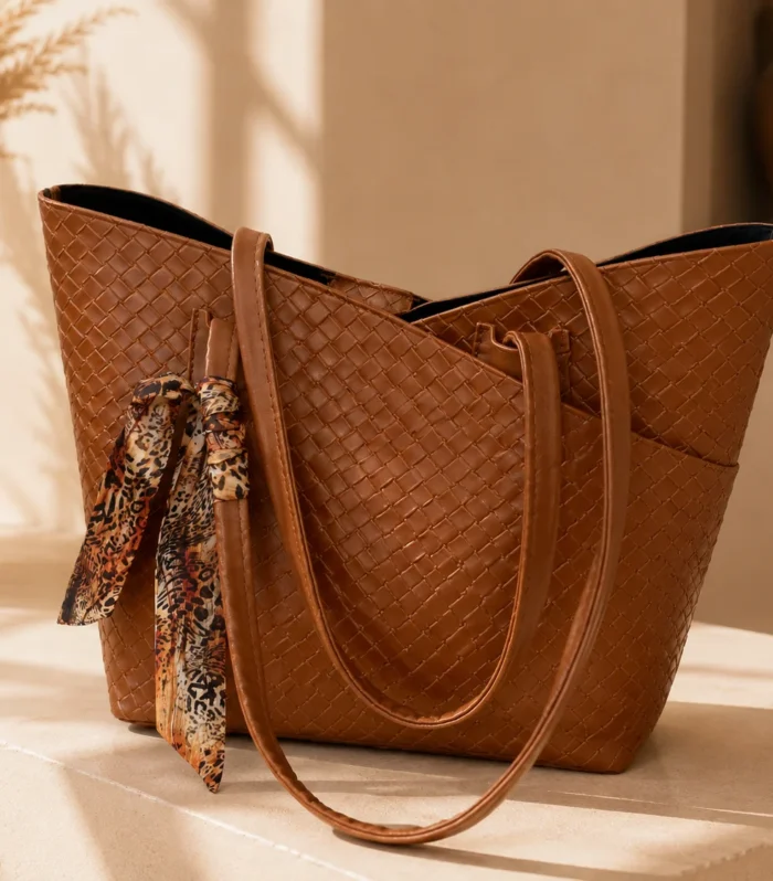 Nur Design Atelier Bella Taba Orgu Dokulu Kadin Omuz Cantasi