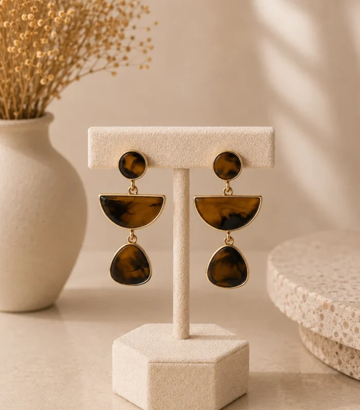 Nur Design Atelier Kahve Geometrik Gold Kupe