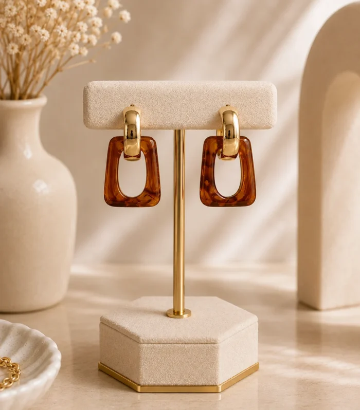 Nur Design Atelier Kahve Geometrik Gold Kupe