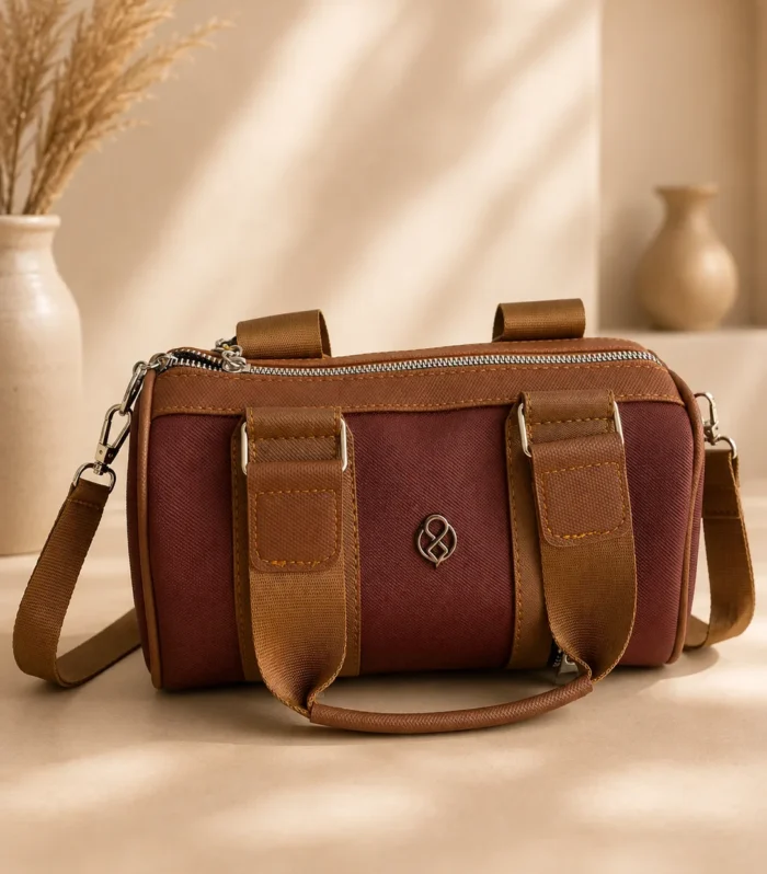 Nur Design Atelier Siena Bordo Kahverengi Cok Bolmeli Kadin Omuz Cantasi