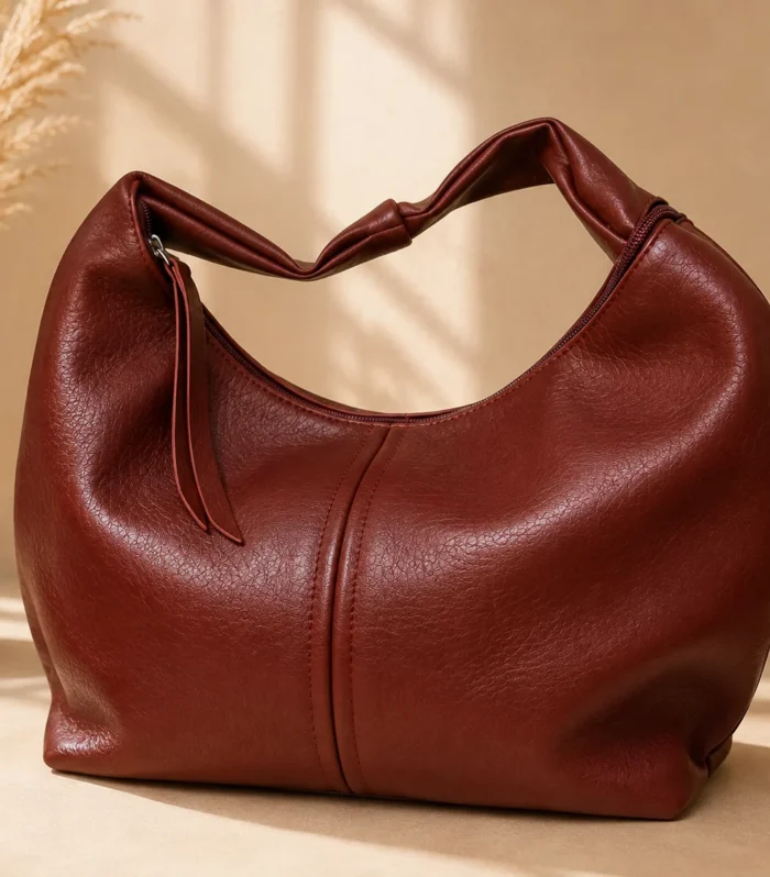 Nur Design Atelier Siena Bordo Yumusak Formlu Kadin Omuz Cantasi