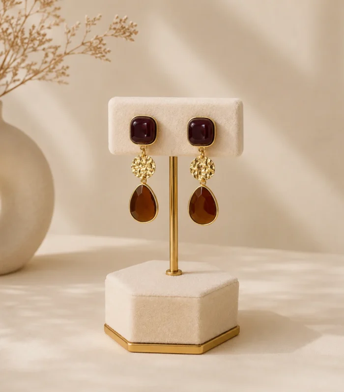 Nur Design Atelier Gold Bordo Tasli Kupe