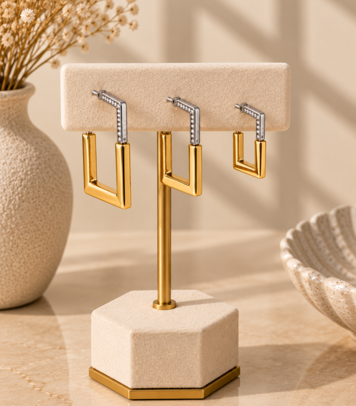 Nur Design Atelier Gold Geometrik Tasli Kupe
