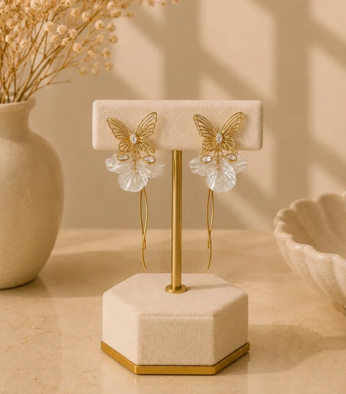 Nur Design Atelier Gold Kelebek Cicek Kupe