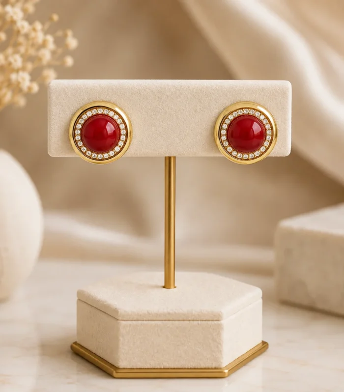 Nur Design Atelier Kirmizi Tasli Gold Kupe