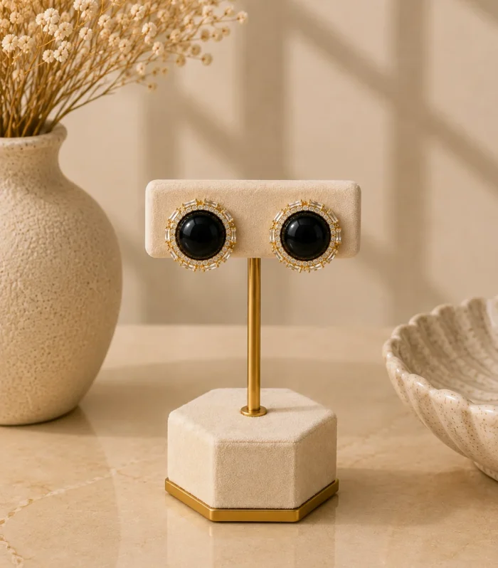 Nur Design Atelier Siyah Tasli Gold Kupe