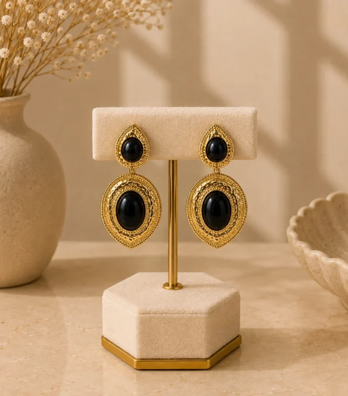 Nur Design Atelier Siyah Tasli Gold Kupe